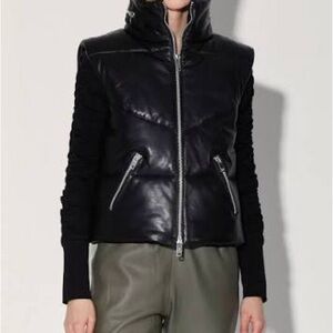 NWT Walter Baker Black Puffer Jacket with Silver Zippers